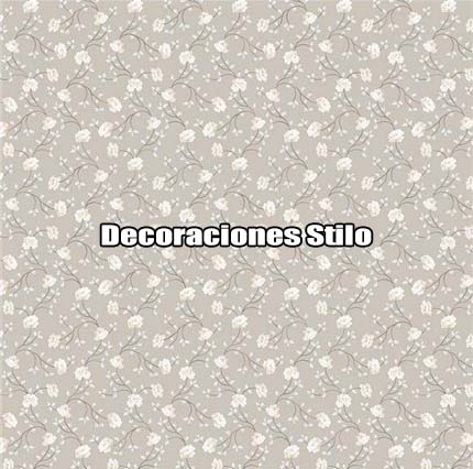 DSHAN190L53 - Papel Pintado Flores Blanco Roto, Beige, Gris y Marron