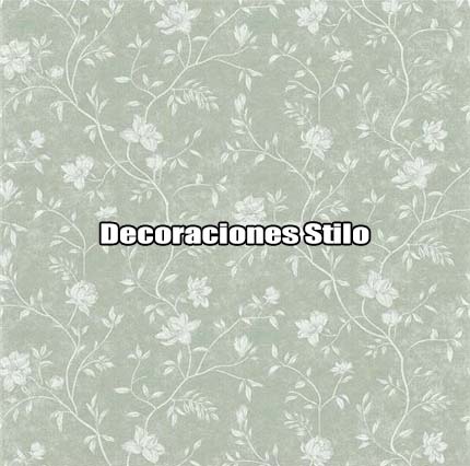 DSHAN190L75 - Papel Pintado Flores Blanco Roto y Verde