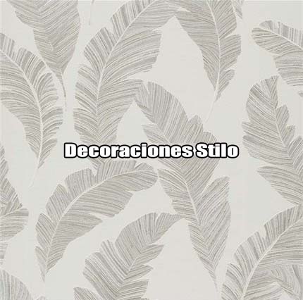DSINS220C1 - Papel Pintado Hojas Gris, Brillo y Blanco Roto