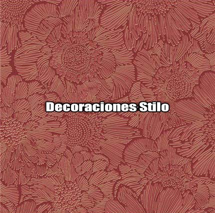 DSINS640C2 - Papel Pintado Flores Rojo y Dorado