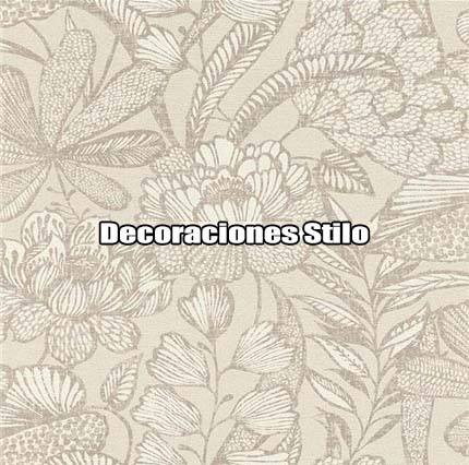 DSMAD018L - Papel Pintado Flores Beige y Marron