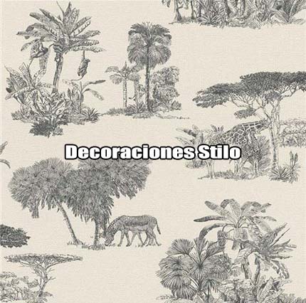 DSMAD024L - Papel Pintado Anumales Gris y Beige Animales