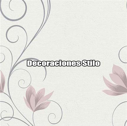 DSMER448I18 - Papel Pintado Flores Rosa, Plateado y Blanco Roto