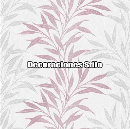 DSMER448I24 - Papel Pintado Hojas Gris y Rosa