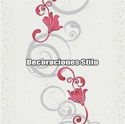 DSMER448I38 - Papel Pintado Flores Rosa, Plateado, Brillo y Blanco Roto