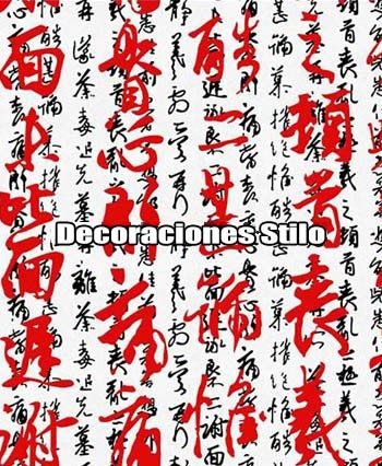 DSNWL800C820 - Papel Pintado Original Rojo, Negro y Blanco Roto Letras