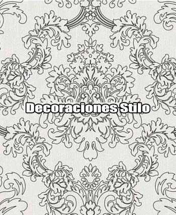 DSNWL801C020 - Papel Pintado Adamascado Negro y Blanco Roto Damascos
