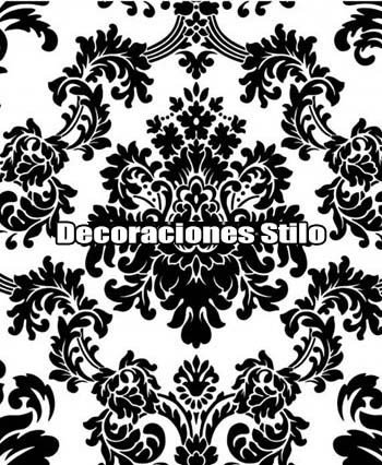 DSNWL801C030 - Papel Pintado Adamascado Negro y Blanco Roto Damascos