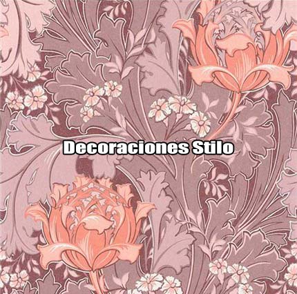 DSOXF84064317 - Papel Pintado Flores Morado, Blanco y Naranja