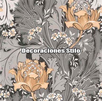 DSOXF84069432 - Papel Pintado Flores Gris, Beige, Blanco y Negro
