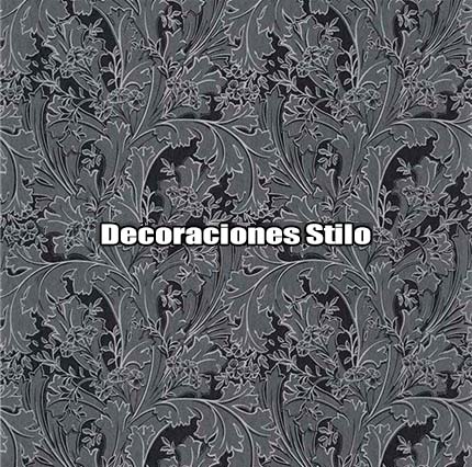 DSOXF84119404 - Papel Pintado Flores Gris, Plateado y Negro