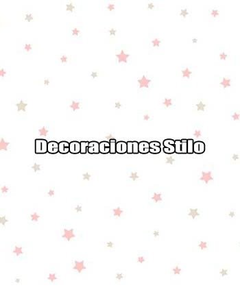 DSPIP009L - Papel Pintado Infantil Rosa, Marron y Blanco Roto Estrellas