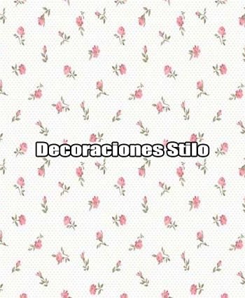 DSPIP064L - Papel Pintado Infantil Rosa, Verde, Marron y Blanco Roto Flores