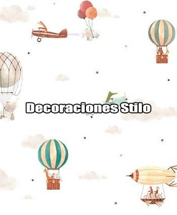 DSPIP075L - Papel Pintado Infantil Multicolor y Blanco Roto Animales