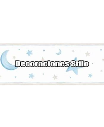 DSPIPC-0L01P - Papel Pintado Infantil Azul, Marron y Blanco Roto Estrellas