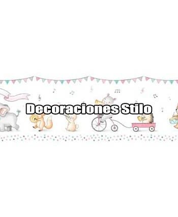 DSPIPC-0L22P - Papel Pintado Infantil Multicolor y Blanco Roto Animales