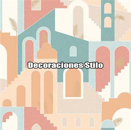 DSPOP22 - Papel Pintado Original Beige, Verde y Salmon Abstracto