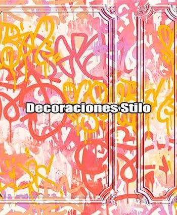 DSPOP26 - Papel Pintado Original Amarillo y Morado Graffiti