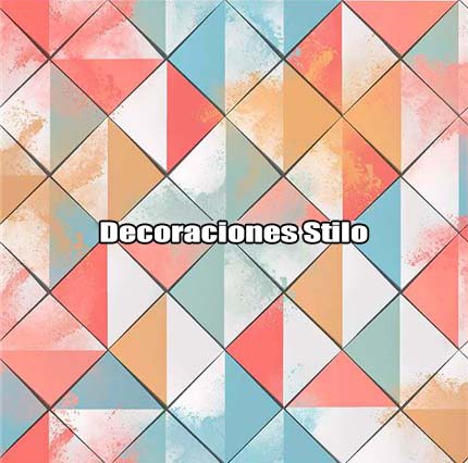DSPOP28 - Papel Pintado Geométrico Verde, Beige y Salmon