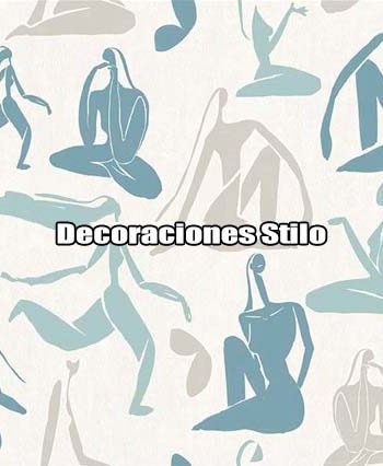 DSPOP3 - Papel Pintado Original Azul y Blanco Roto Figuras