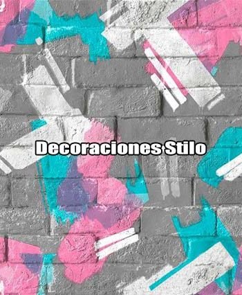 DSPOP33 - Papel Pintado Original Rosa, Morado y Verde Graffiti
