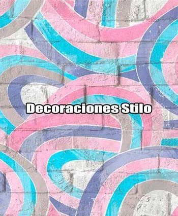 DSPOP34 - Papel Pintado Original Rosa, Azul y Marron Graffiti