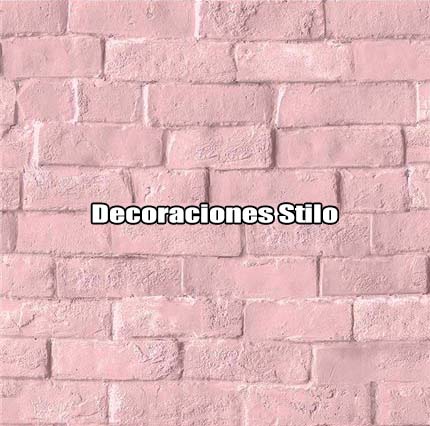 DSPOP40 - Papel Pintado Original Gris y Rosa Ladrillo