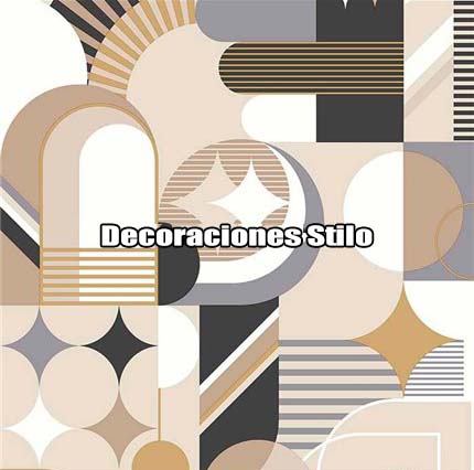 DSPOP42 - Papel Pintado Geométrico Gris, Negro y Beige