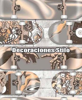 DSPOP43 - Papel Pintado Original Marron, Beige y Gris Patinetes