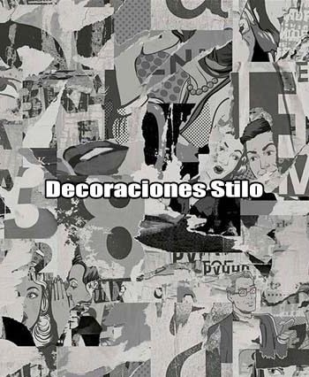 DSPOP45 - Papel Pintado Original Negro y Plateado Comic
