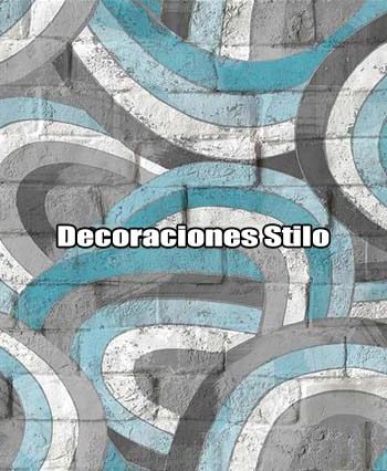 DSPOP47 - Papel Pintado Original Azul, Blanco, Blanco Roto y Gris Graffiti