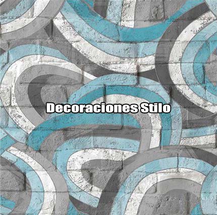 DSPOP47 - Papel Pintado Original Azul, Blanco, Blanco Roto y Gris Graffiti