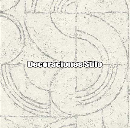 DSPRA014L - Papel Pintado Geométrico Gris, Plateado y Blanco Roto