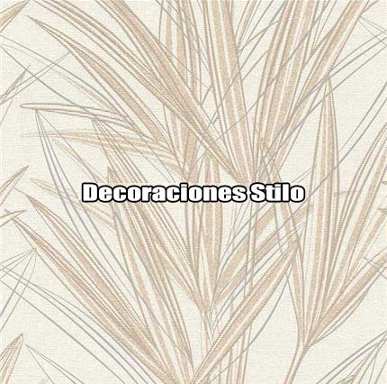 DSPRA035L - Papel Pintado Hojas Beige, Marron y Plateado