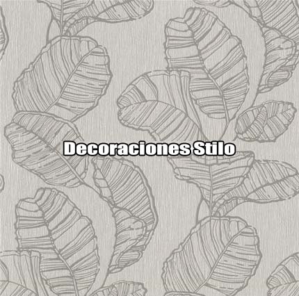 DSPRA040L - Papel Pintado Hojas Plateado y Gris