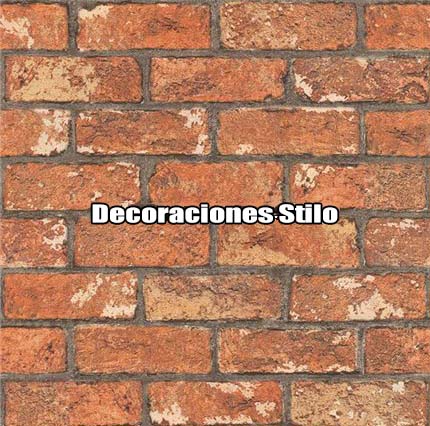 DSPRA055L - Papel Pintado Imitaciones Rojo, Beige y Naranja Ladrillos