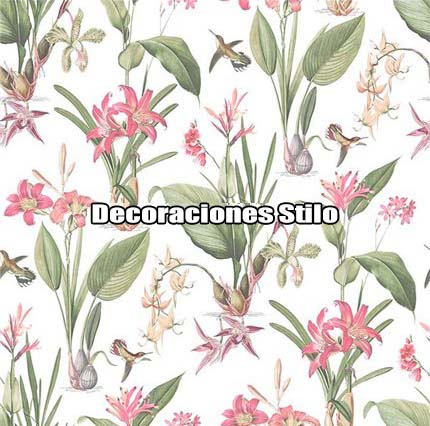DSSEC150SH22551 - Papel Pintado Flores Multicolor y Blanco Hueso