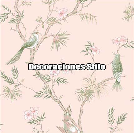 DSSEC150SH22554 - Papel Pintado Flores Blanco Roto, Verde y Rosa
