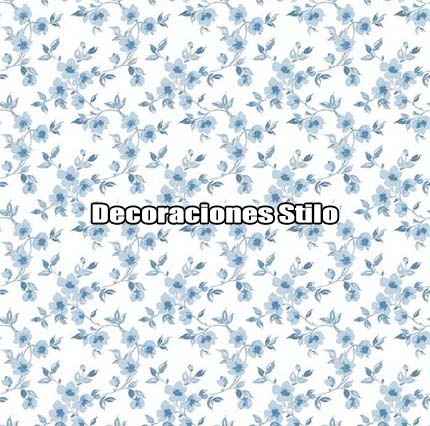 DSSEC150SH22564 - Papel Pintado Flores Azul y Blanco Roto