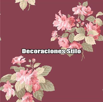 DSSEC150SH22575 - Papel Pintado Flores Rosa, Verde y Rojo