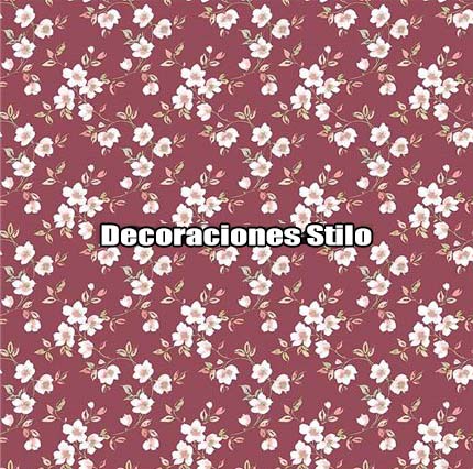 DSSEC150SH22577 - Papel Pintado Flores Blanco Roto, Rosa, Verde y Rojo