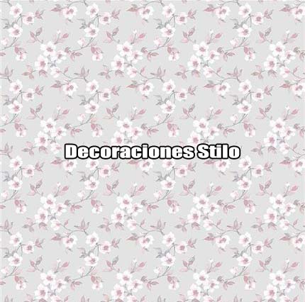 DSSEC150SH22580 - Papel Pintado Flores Blanco Roto, Morado y Gris