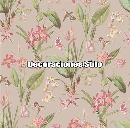 DSSEC150SH22582 - Papel Pintado Flores Multicolor y Beige