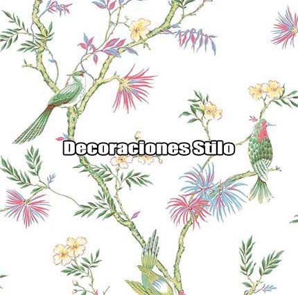 DSSEC150SH22588 - Papel Pintado Flores Multicolor y Blanco Hueso