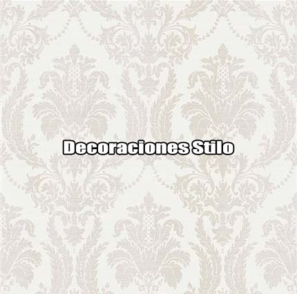 DSTHE288L01 - Papel Pintado Adamascado Beige y Blanco Roto Damascos