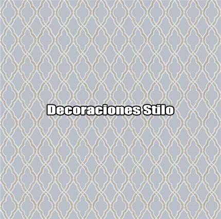 DSTHE288L36 - Papel Pintado Geométrico Beige, Blanco Roto y Azul
