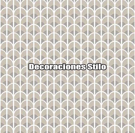 DSTHE288L66 - Papel Pintado Geométrico Beige, Marron y Blanco Roto