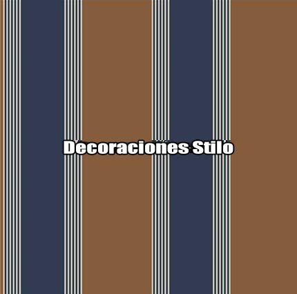 DSTHE288L79 - Papel Pintado Rayas Azul, Beige y Marron
