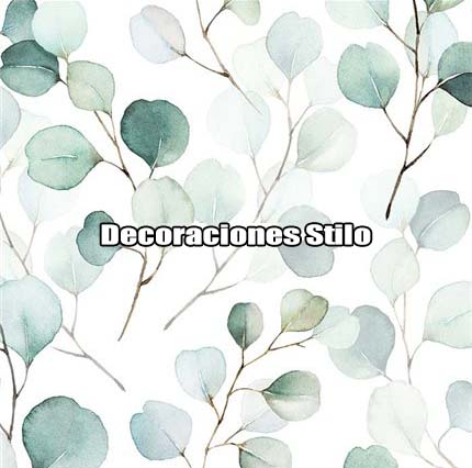 DSTRO056L - Papel Pintado Hojas Verde, Marron y Blanco Roto