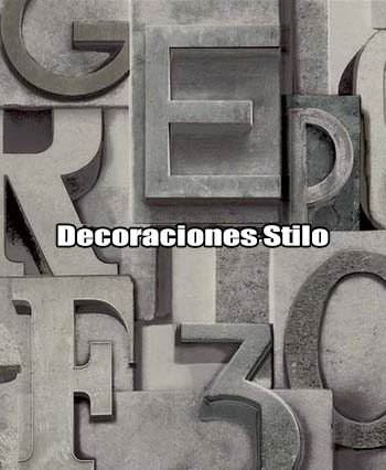 DSTRV186SH2277 - Papel Pintado Original Negro y Gris Números y Letras